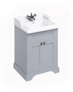 Badrumskommod Burlington - 65 cm porslin/dörr grå