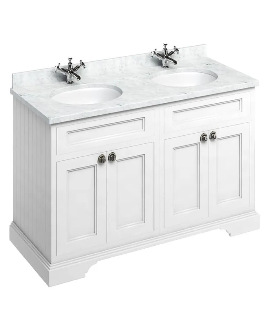 Badrumskommod dubbel Burlington - 130 cm dörr vit