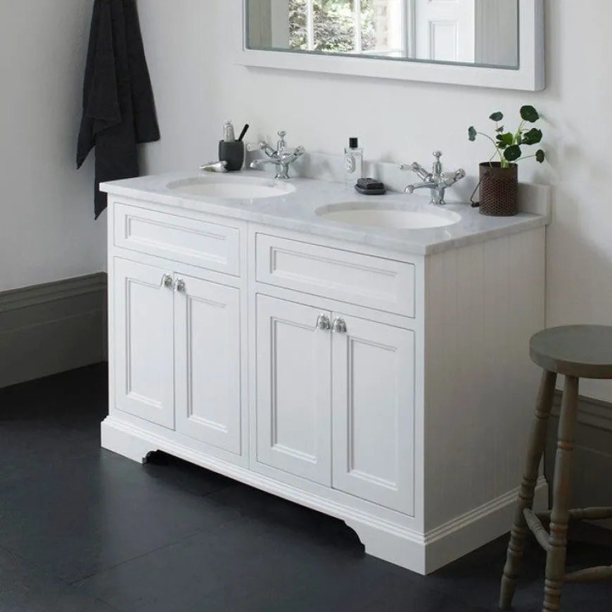 Badrumskommod dubbel Burlington - 130 cm dörr vit