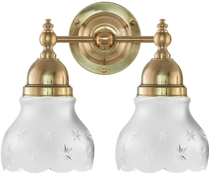 Badrumslampa - Bergman mässing, slipat mattglas