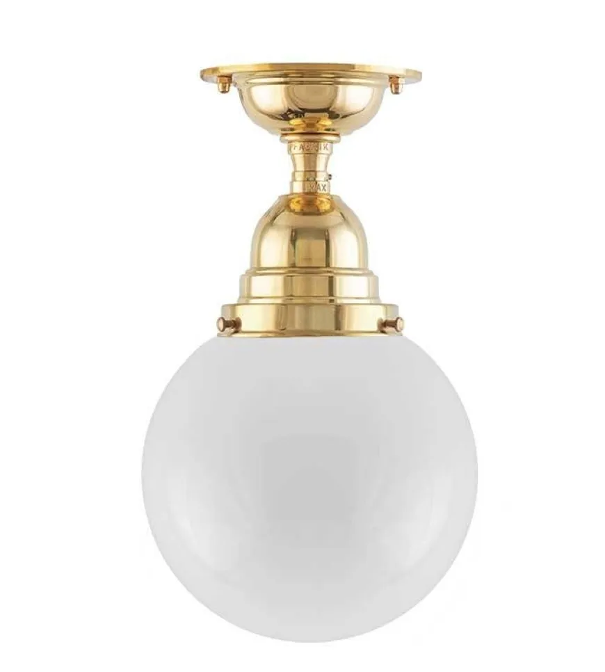 Badrumslampa - Byström 80 mässing, klotskärm