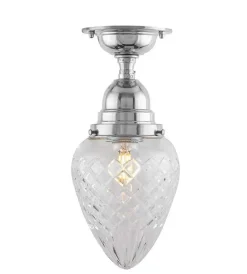Badrumslampa - Byström 80 nickel, klardroppe