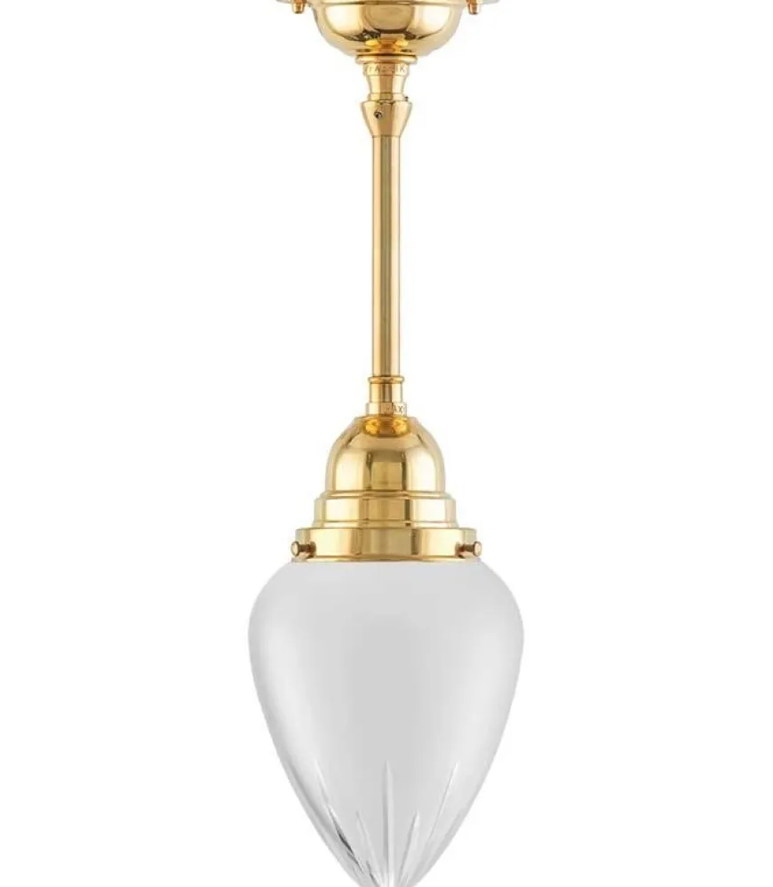 Badrumslampa - Byströmpendel 80 mässing, mattdroppe