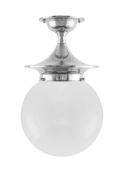 Badrumslampa - Dahlberg 100 nickel, opalvit klotskärm