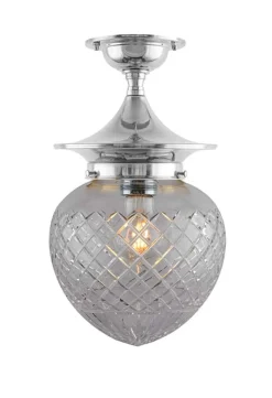Badrumslampa - Dahlberg 100 nickel, klarglas droppe