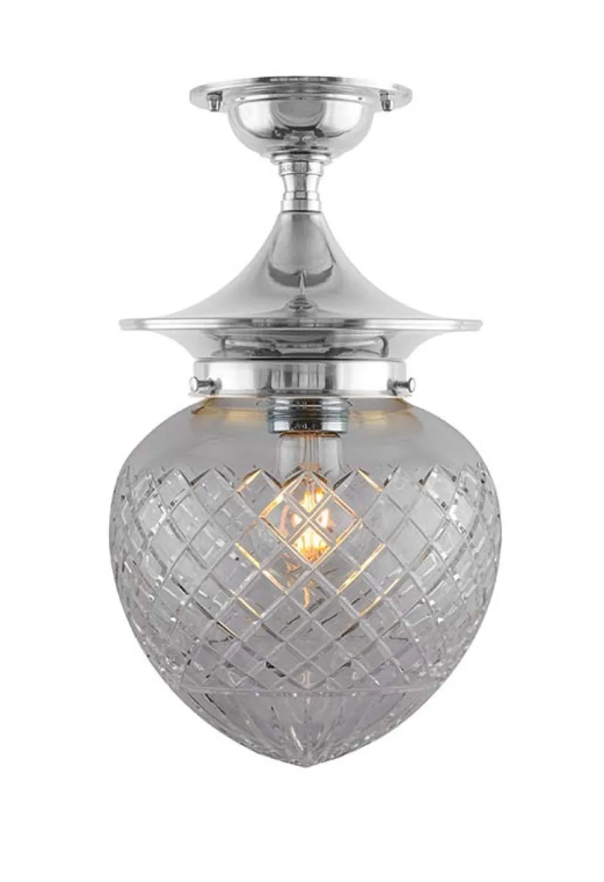 Badrumslampa - Dahlberg 100 nickel, klarglas droppe