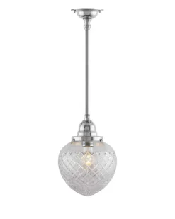 Badrumslampa - Taklampa Byströmpendel 100 nickel, klardroppe