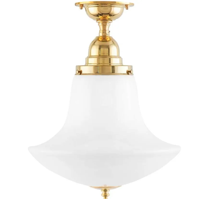 Badrumslampa - Taklampa Byström 100 mässing, klottrattskärm