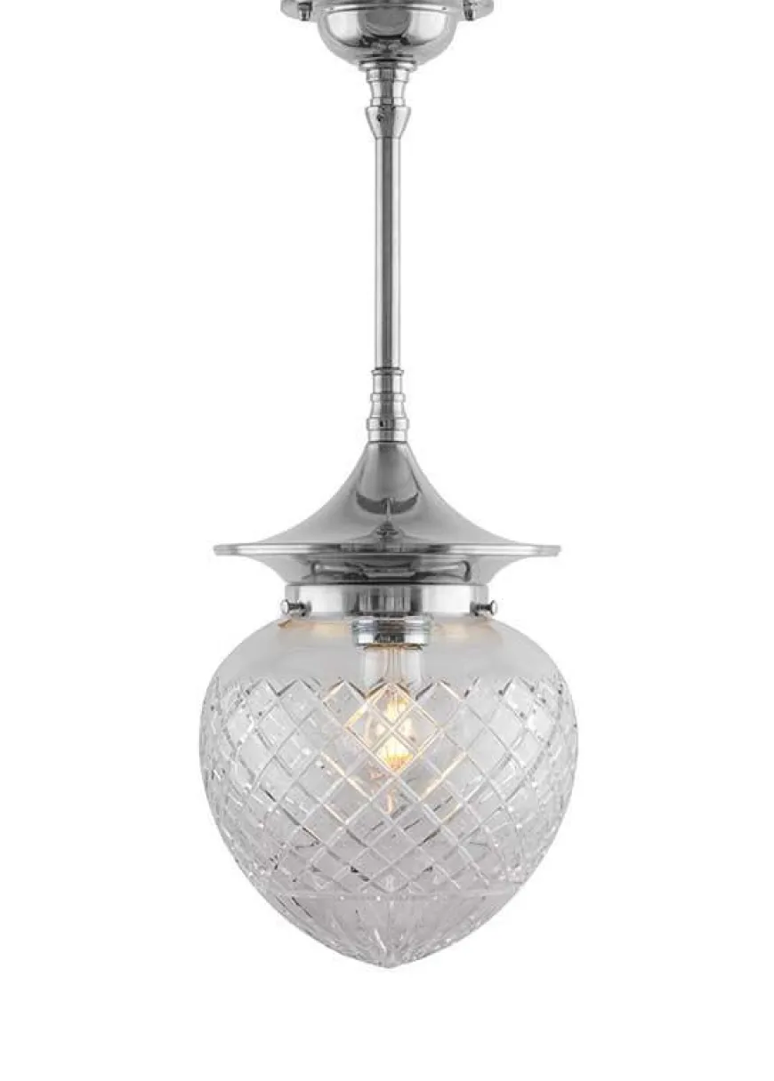 Badrumslampa - Taklampa Dahlbergspendel 100 nickel, klarglas droppe