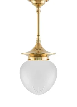 Badrumslampa - Taklampa Dahlbergspendel 100 mässing, mattglas droppe