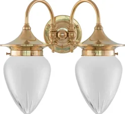 Badrumslampa - Tigerstedt mässing, slipat mattglas