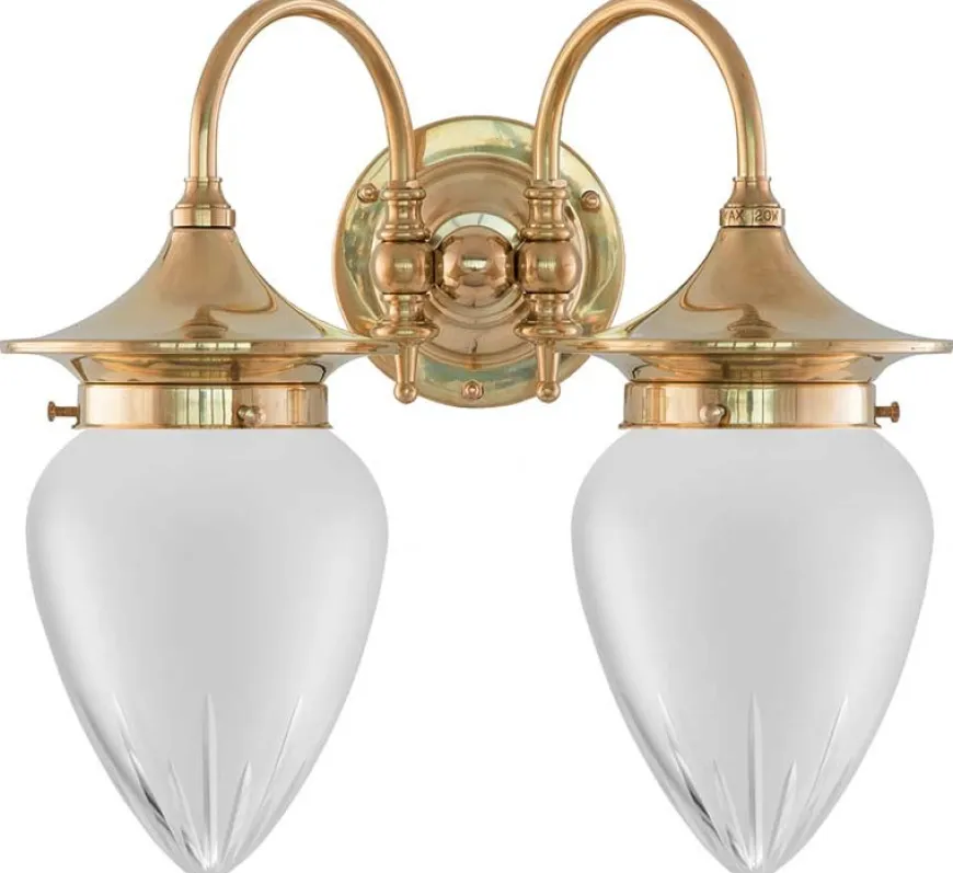 Badrumslampa - Tigerstedt mässing, slipat mattglas