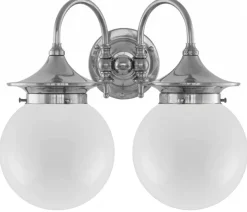 Badrumslampa - Tigerstedt nickel, opalvita klot