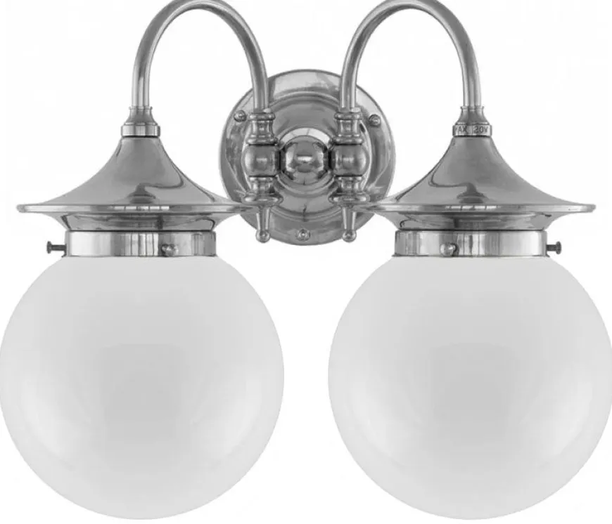 Badrumslampa - Tigerstedt nickel, opalvita klot