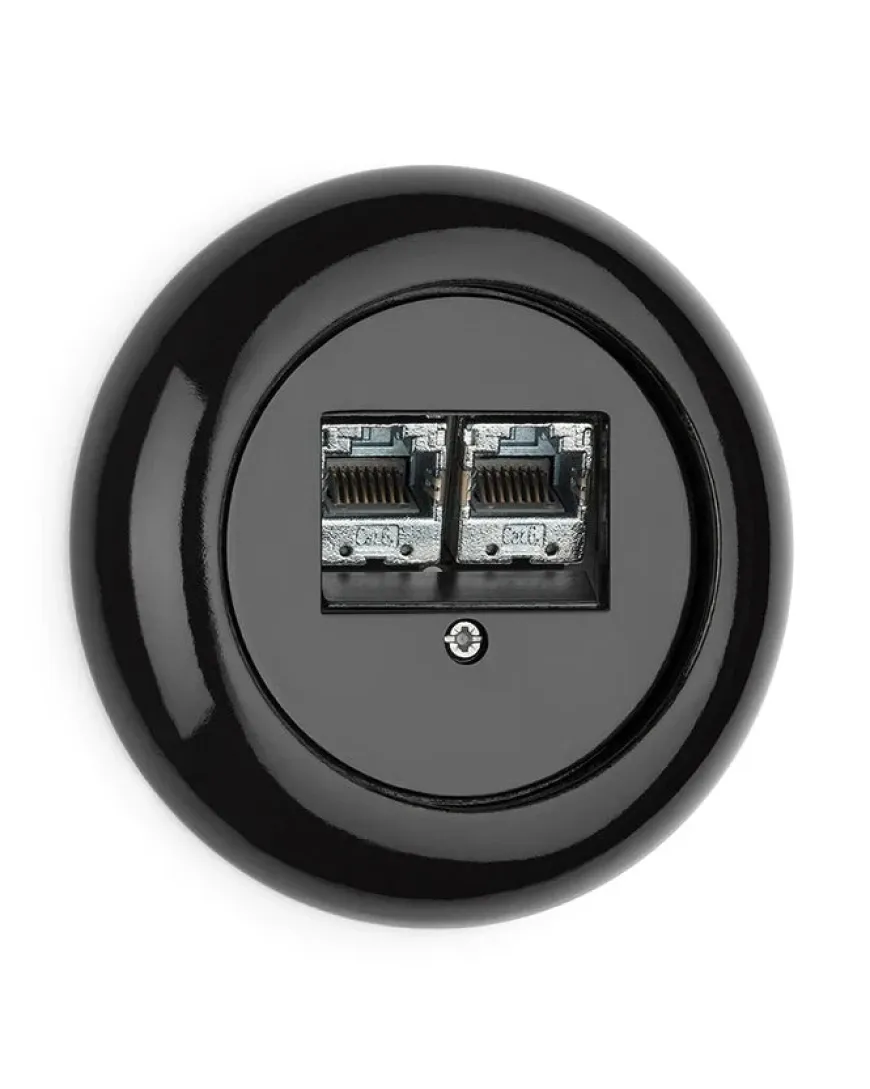 Datajack svart porslin - THPG infällt