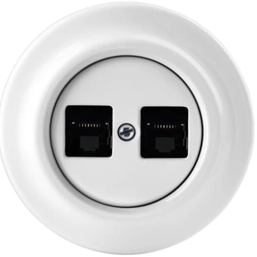 Datauttag 2xRJ45 vit porslin - ABB Decento