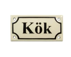 Emaljskylt - Kök vit/svart