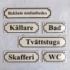 Emaljskylt - Skafferi vit/svart