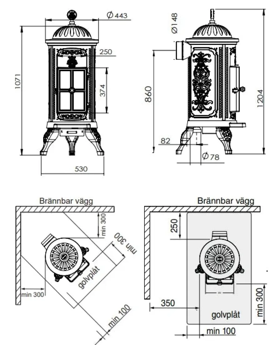 Gjutjärnskamin - Kamin Westbo Carl 120