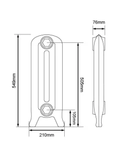Gjutjärnsradiator Cambridge höjd 55 cm - Fotsektion