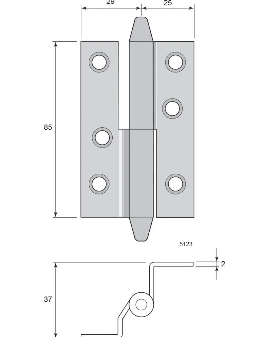 Gångjärn vinkelbockat - Konisk knopp