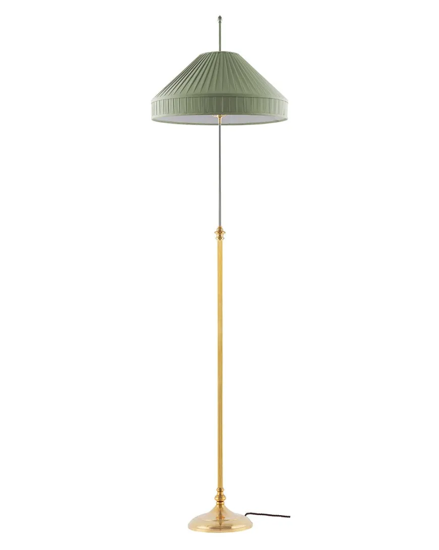 Golvlampa - Edfelt mässing, olivgrön skärm