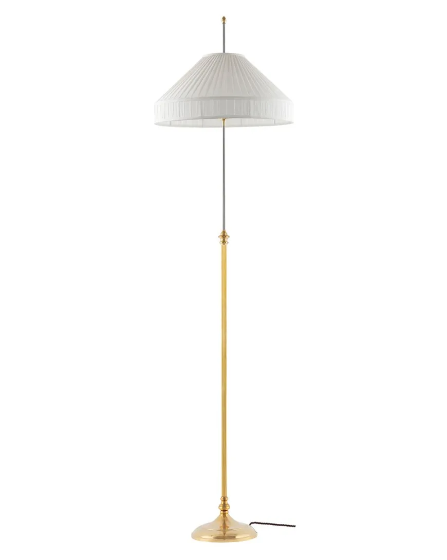 Golvlampa - Edfelt mässing, vit skärm