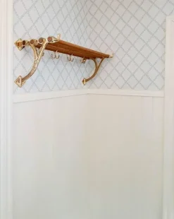 Hatthylla - Sekelskifte mässing & ek, 80 cm