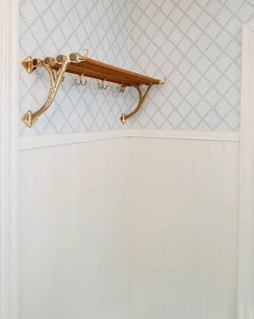 Hatthylla - Sekelskifte mässing & ek, 80 cm