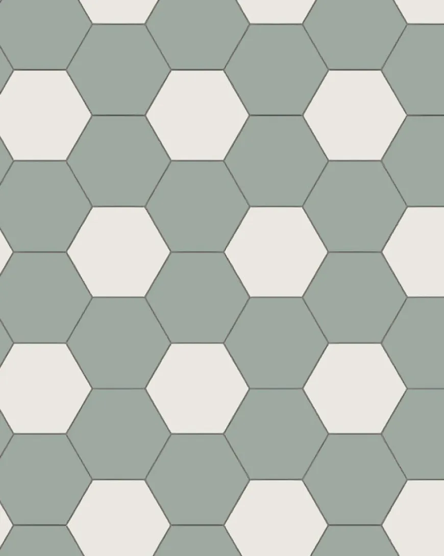 Hexagonklinker - 10 x 10 cm ljusgrön/vit