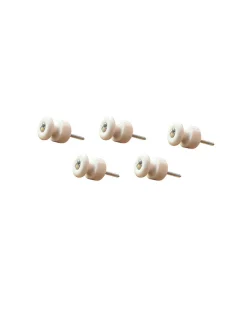 Isolatorknopp - Porslin/krom 5-pack