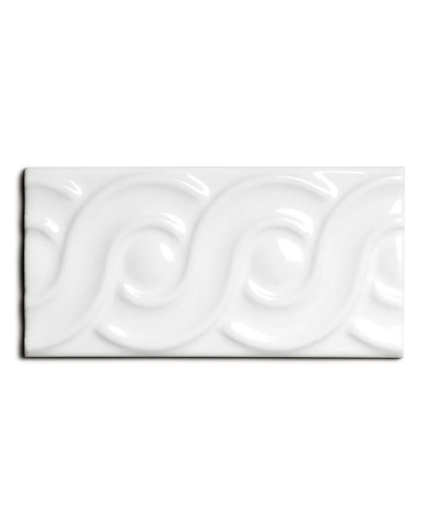 Kakel Victoria - Dekorlist bård öglor 7,5 x 15 cm vit, blank
