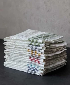 Kökshandduk 2-pack - Lin 50x70 cm, rand benvit/natur