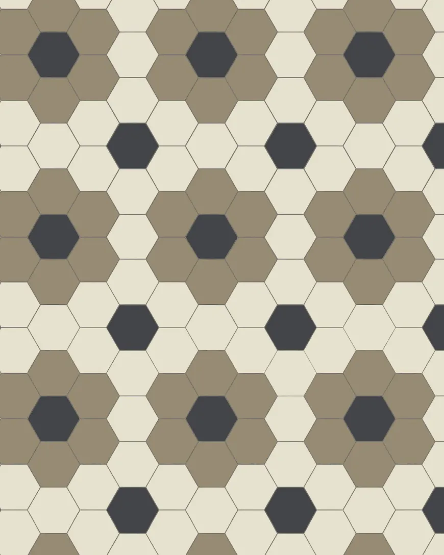 Klinker - Darlington Hexagon 10x10 cm mullvadsgrå/gulvit/svart