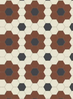 Klinker - Darlington Hexagon 10x10 cm röd/gulvit/svart