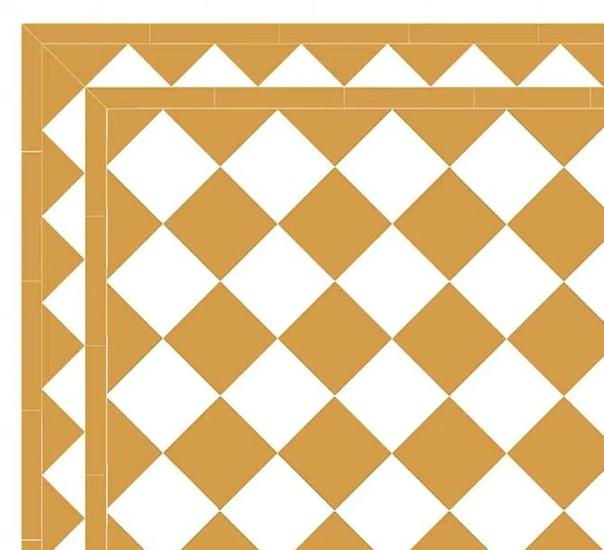 Klinker - Schackrutigt 15 x 15 cm ockragul/vit