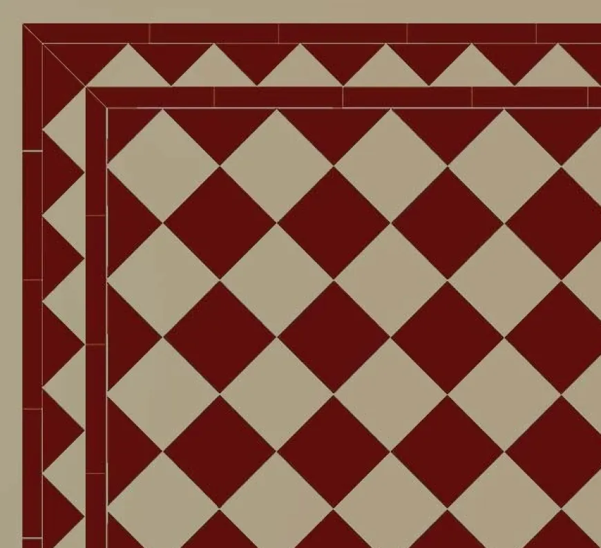 Klinker - Schackrutigt 15 x 15 cm röd/ljusgrå