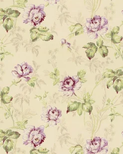 Lim & Handtryck Tapet - Belle epoque beige/grön/ljuslila