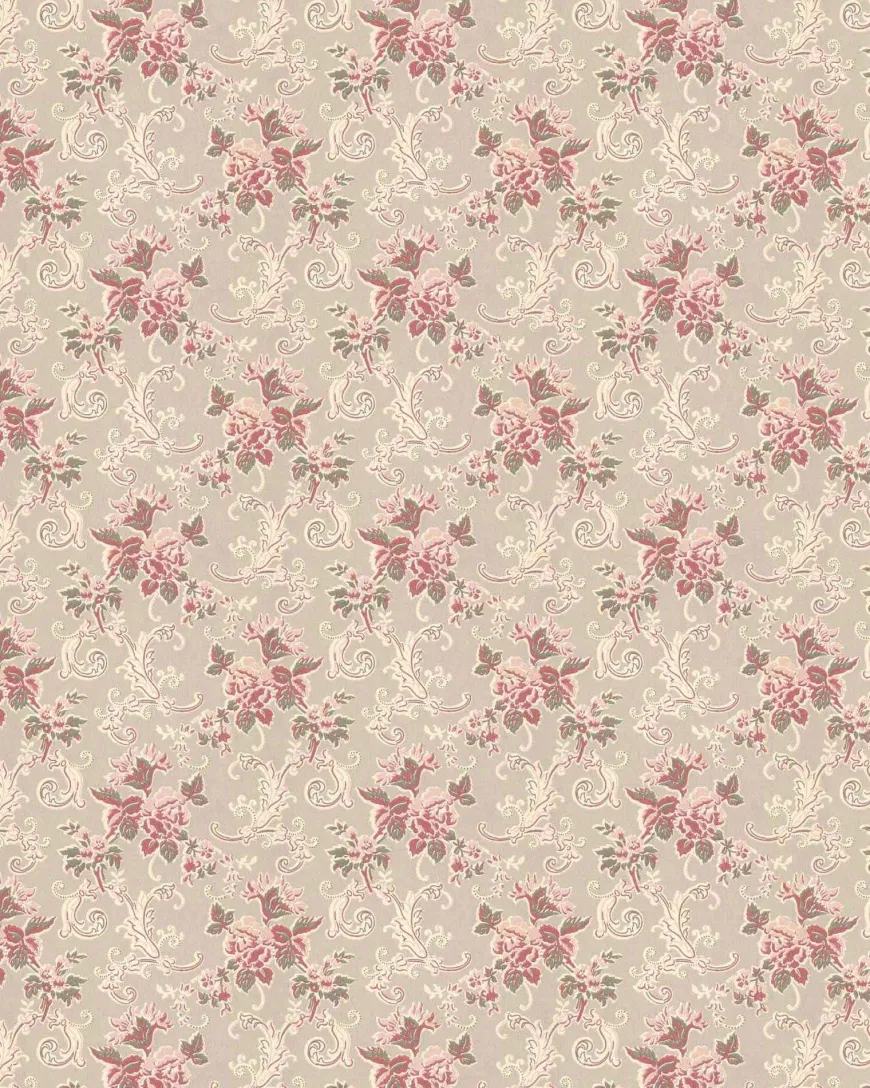 Lim & Handtryck Tapet - Hovdala blomma vit/rosa