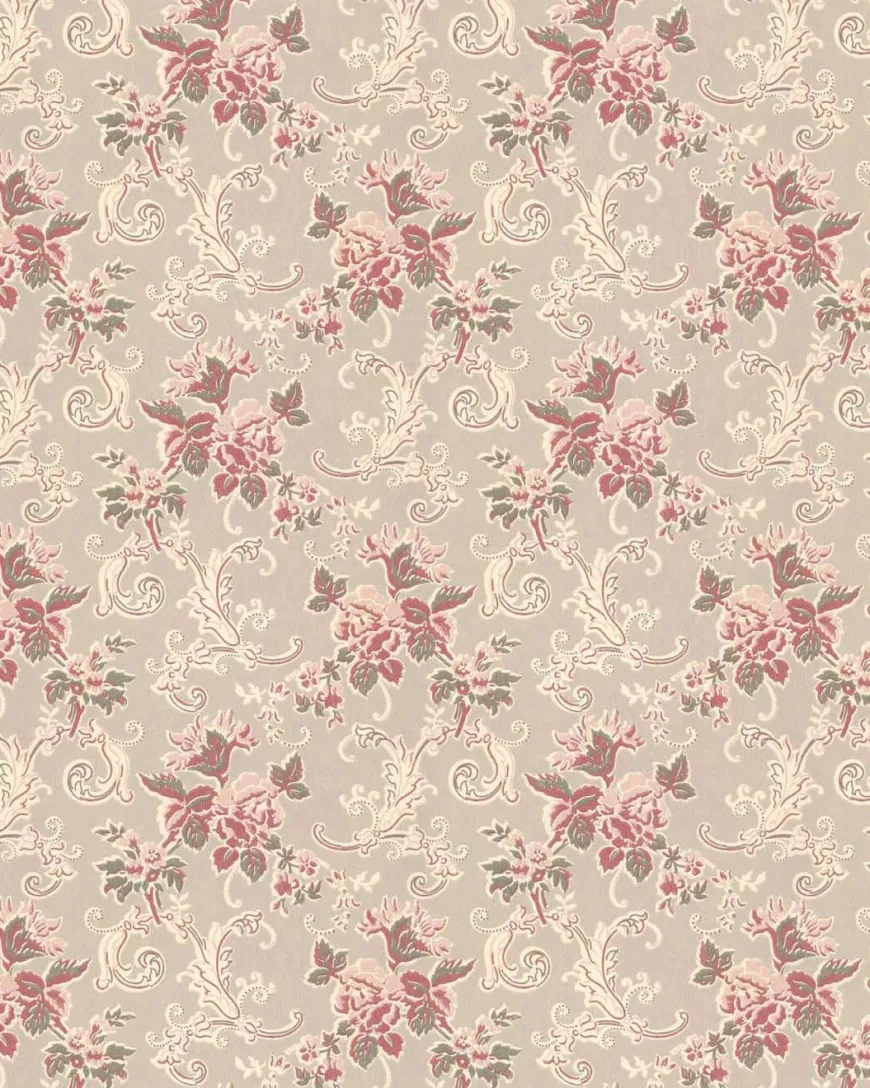 Lim & Handtryck Tapet - Hovdala blomma vit/rosa