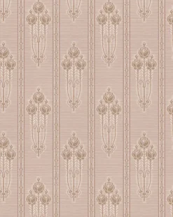 Lim & Handtryck Tapet - Jugendros beige/guld