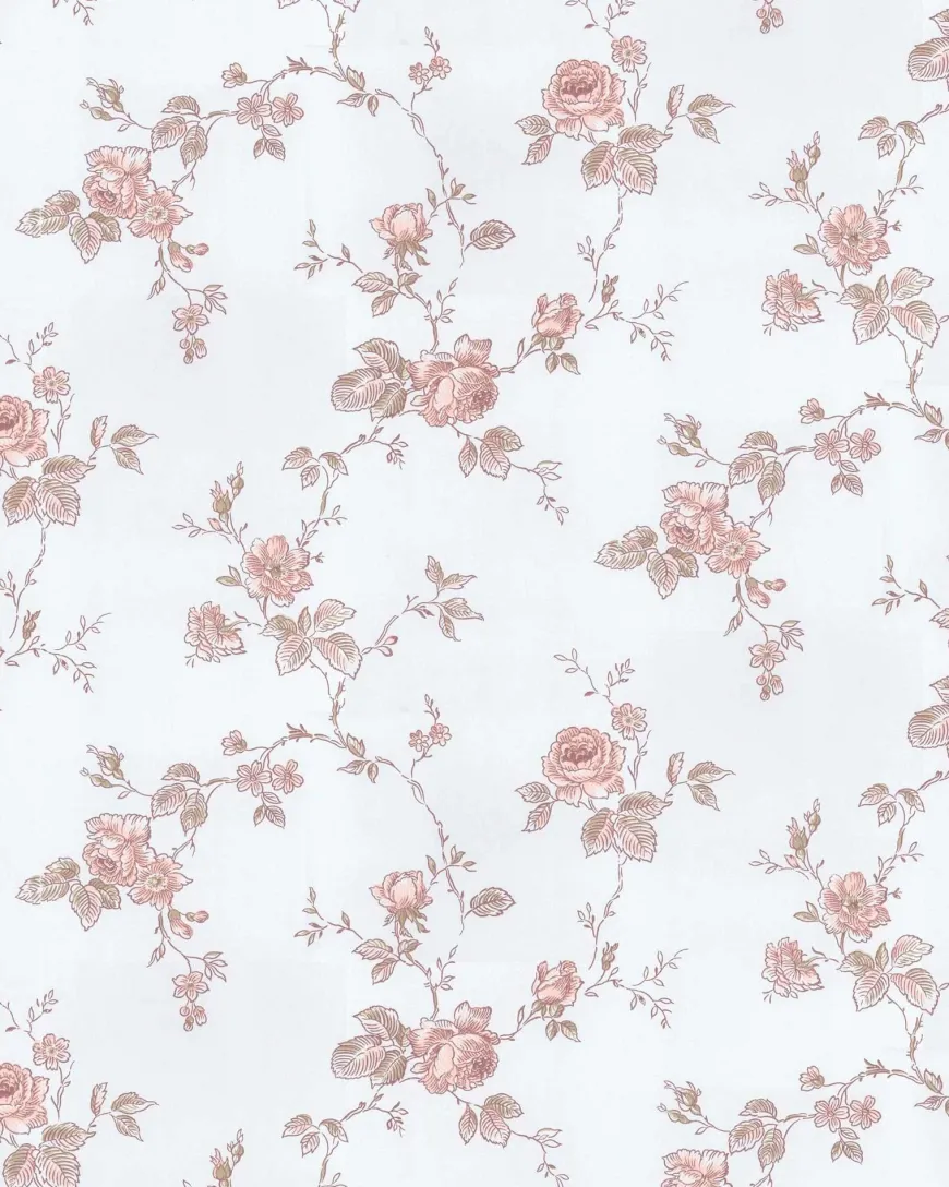 Lim & Handtryck Tapet - Rosen blå/rosa