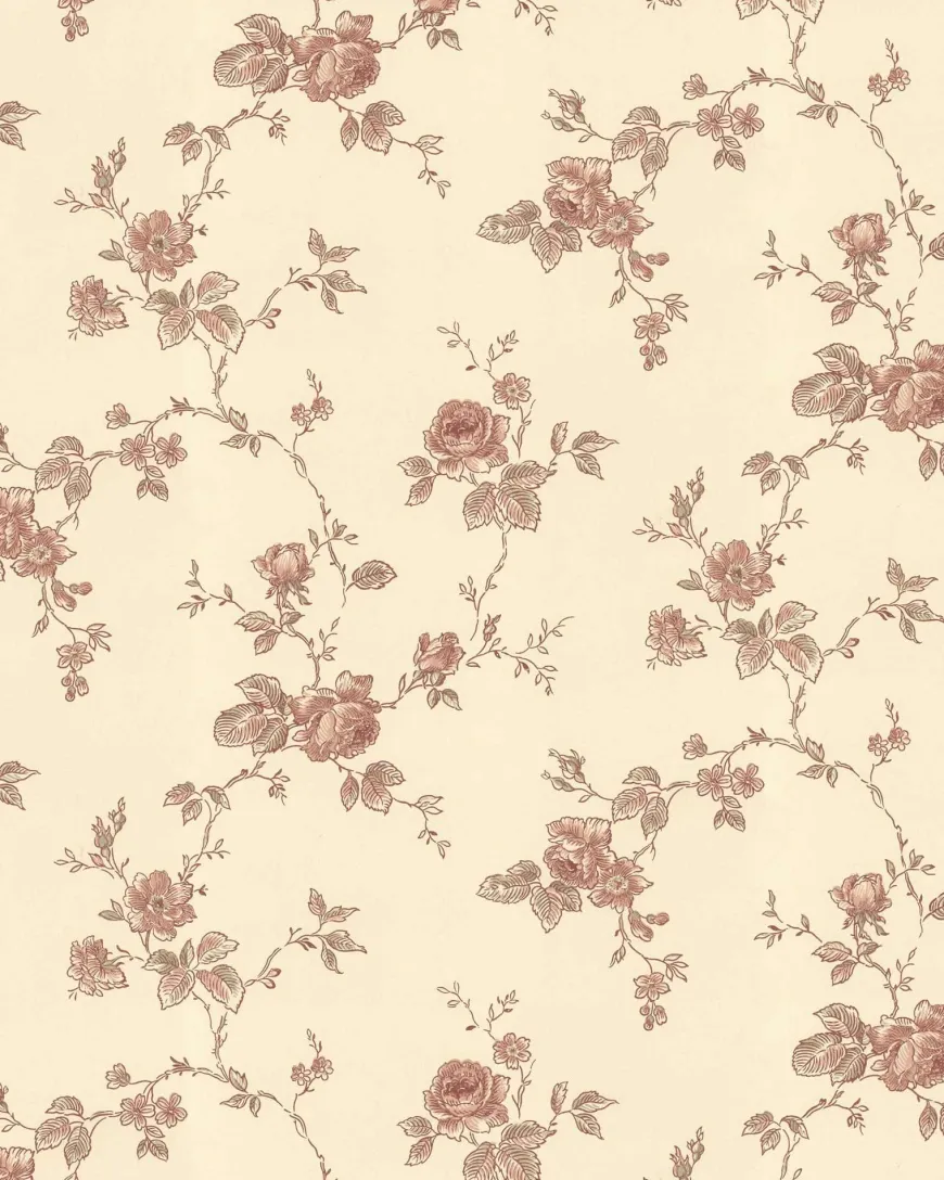 Lim & Handtryck Tapet - Rosen gul/rödbrun