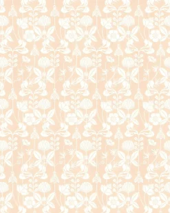 Lim & Handtryck Tapet - Solsidan rosa/vit