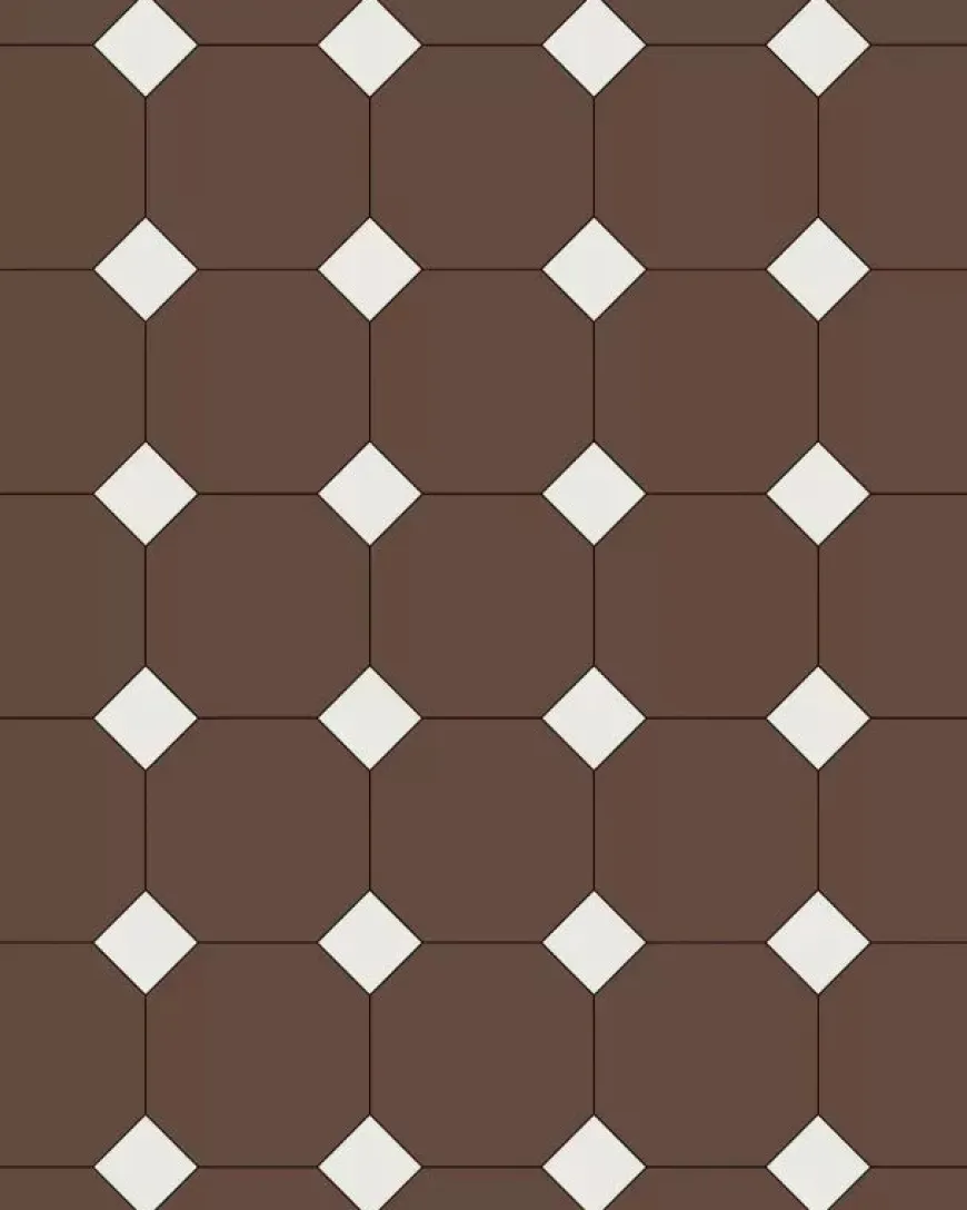Oktagonklinker - 15 x 15 cm chokladbrun/vit