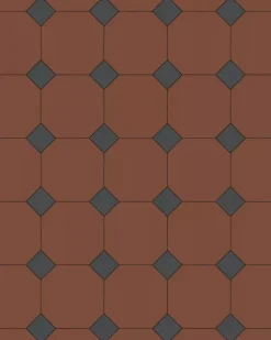 Oktagonklinker - 15 x 15 cm röd/svart