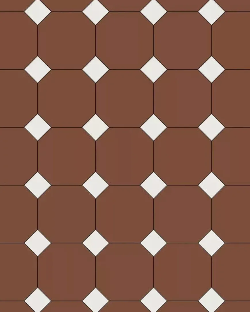 Oktagonklinker - 15 x 15 cm röd/vit
