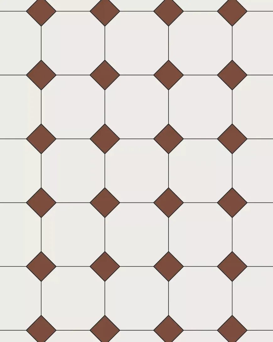 Oktagonklinker - 15 x 15 cm vit/röd