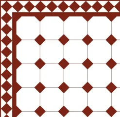 Oktagonklinker - 15 x 15 cm vit/röd