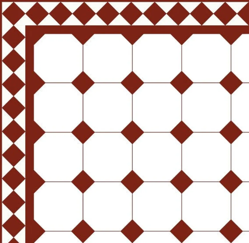 Oktagonklinker - 15 x 15 cm vit/röd